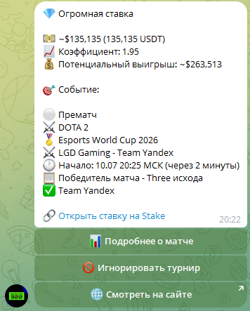 Пример уведомления о крупной ставке